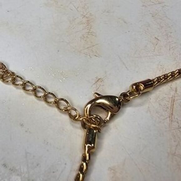 Gold Tone Red and Clear Glass Stone Formal Jewelry Set 16"L - Picture 7 of 7